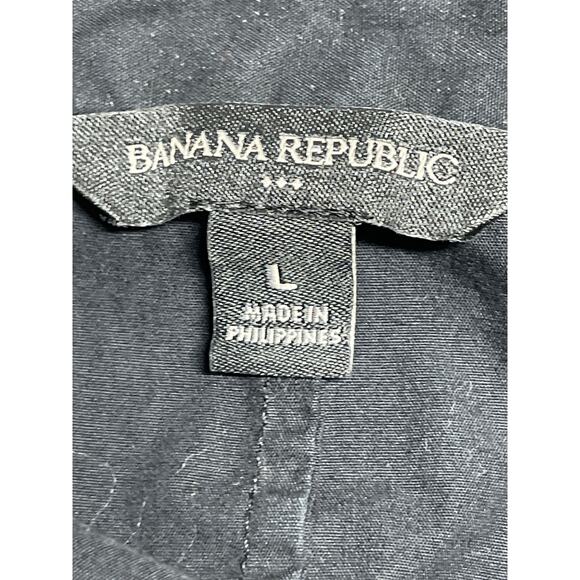 Banana Republic Women's Black Drop Shoulder Tie Button Up Crop Shirt Top Size L - Picture 3 of 4